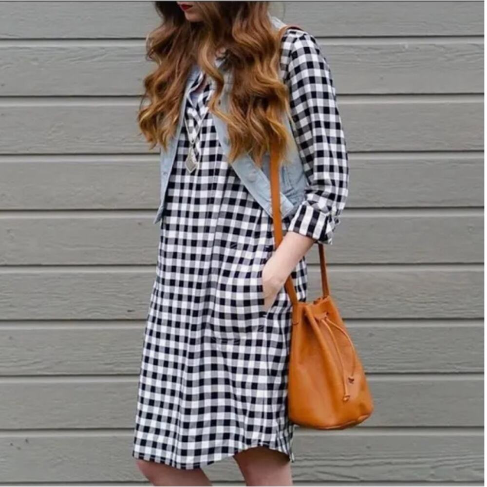 J.Jill Checkered Shirt Dress